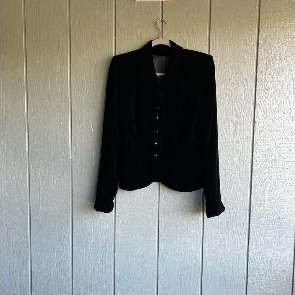 Vintage A.W.B Boulevard Black Velvet Blazer Jacket Holiday Party Wedding Formal